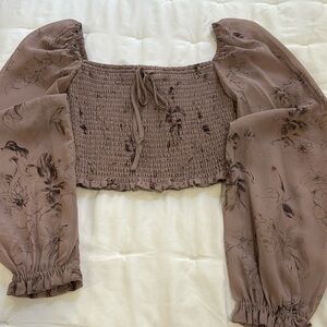 Aritzia Long Sleeve Crop Top Blouse